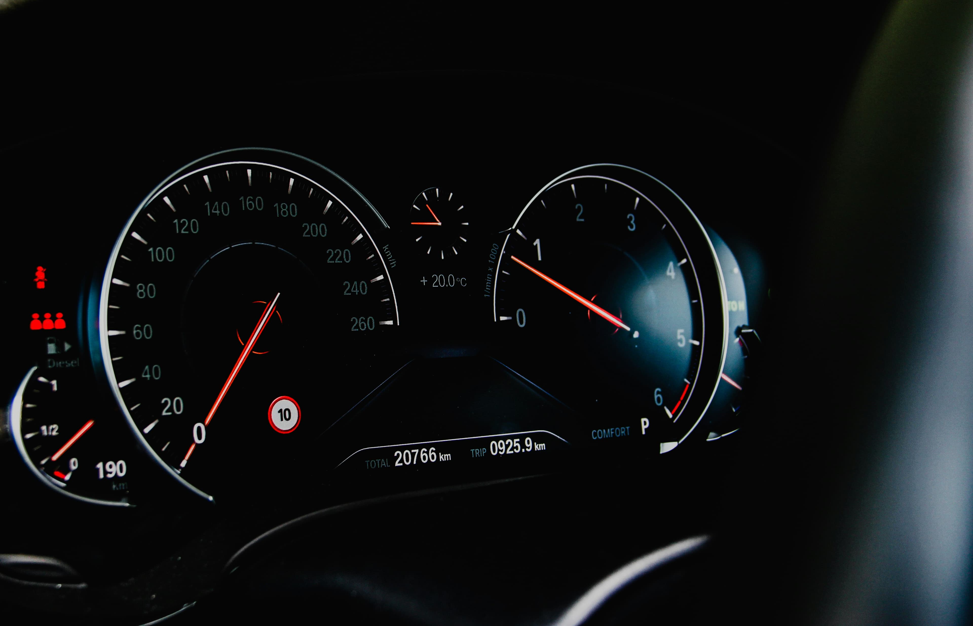 Illuminated car instrument cluster