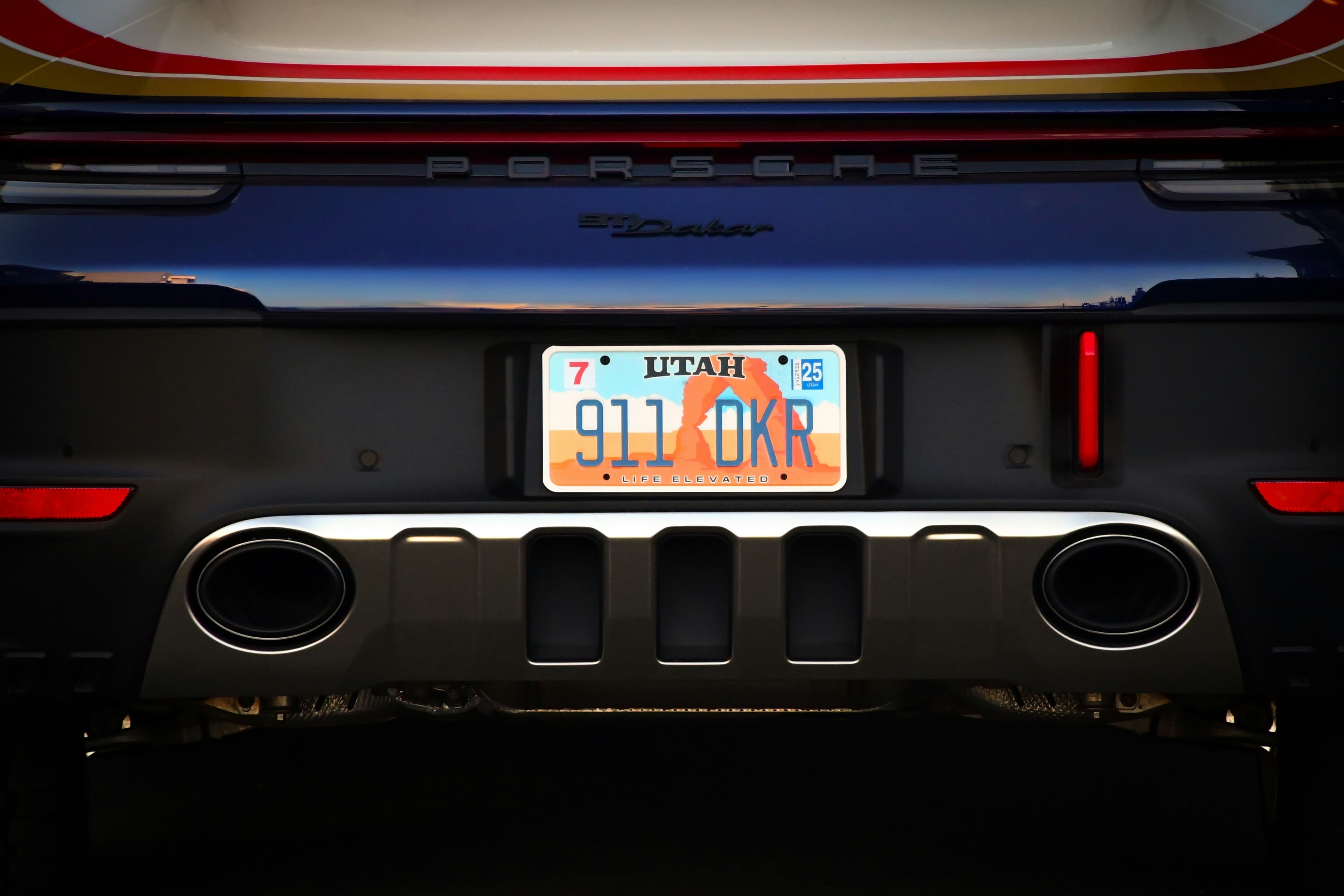 Registration plate on the back of a car